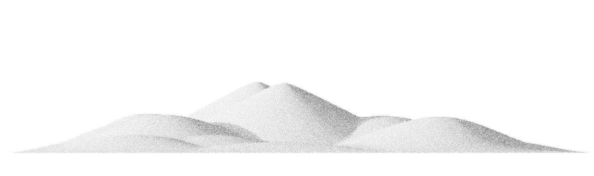 Dotted mountain shape with grainy shading and smooth gradation. Halftone texture creates a minimal retro landscape silhouette vector