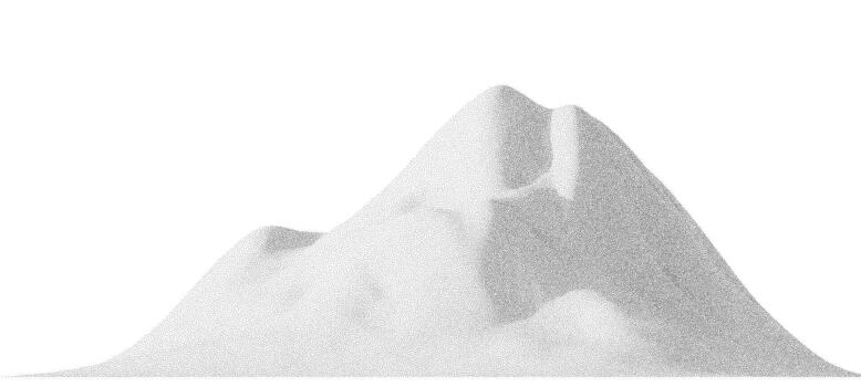 Grainy mountain silhouette built from dense dots and smooth gradation. Minimal halftone texture forms an abstract retro terrain vector