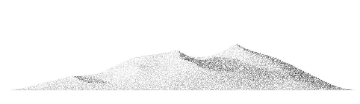 Pointillism style mountain made with noise, dots and subtle shading. A textured halftone landscape with soft grain transitions vector