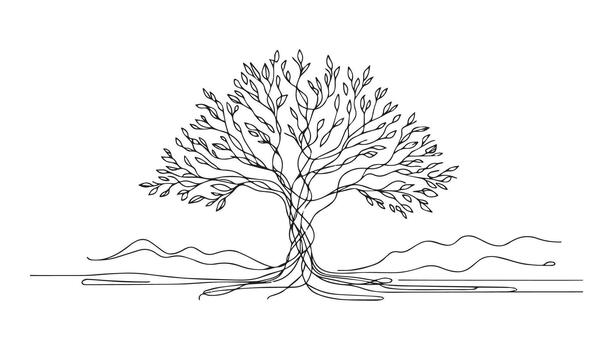a continuous line drawing of a tree with no leaves vector
