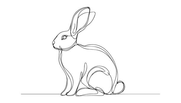 continuous line drawing of a rabbit sitting vector