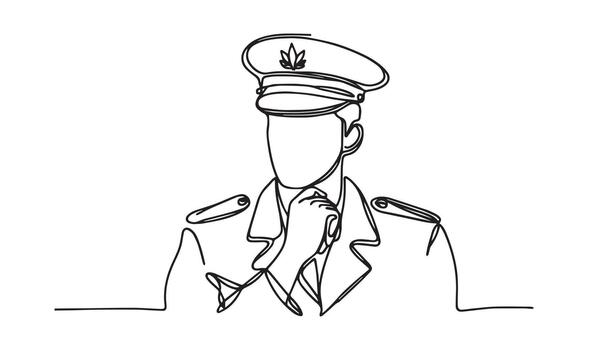continuous line drawing of a man in uniform vector