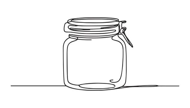continuo línea dibujo de tarro con un tapa vector
