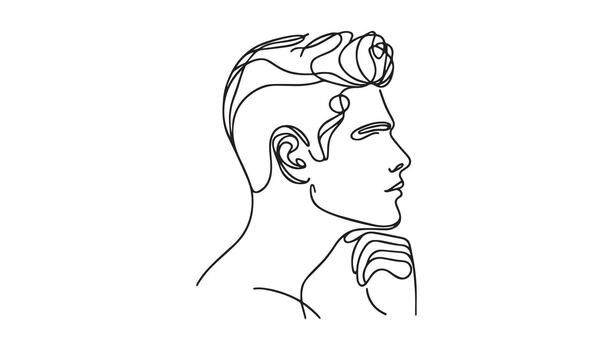 a man's head is drawn in one continuous line vector