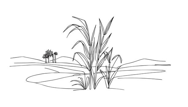 a drawing of a tall grass plant with trees in the background vector
