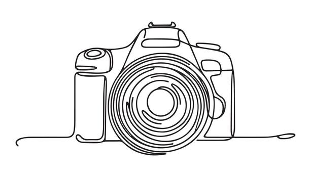 continuous line drawing of a camera vector