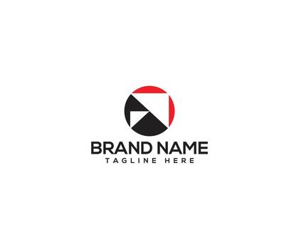 Abstract Logo with Modern Design A geometric logo composed of a circle shape with a triangle and an arrow inside, with the brand name at the bottom. vector