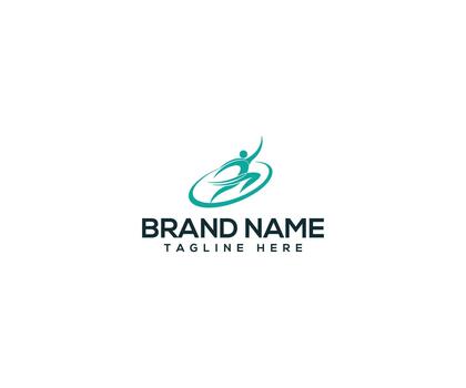 Logo of a Dynamic Person A captivating logo showcasing a dynamic individual in motion, set within an elegant ellipse, epitomizing energy and agility. vector