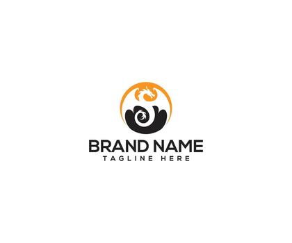 Mythical Dragon Logo Design A creative and symbolic logo featuring a mythical dragon within a circular frame, perfect for branding, business, and creative projects. vector