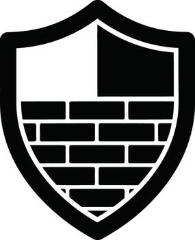 Strong digital firewall shield icon for ultimate network security. vector