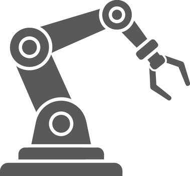 Industrial robotic arm icon symbolizing automation and technology vector