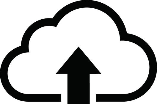 Cloud upload icon for data storage, backup, and network service. vector
