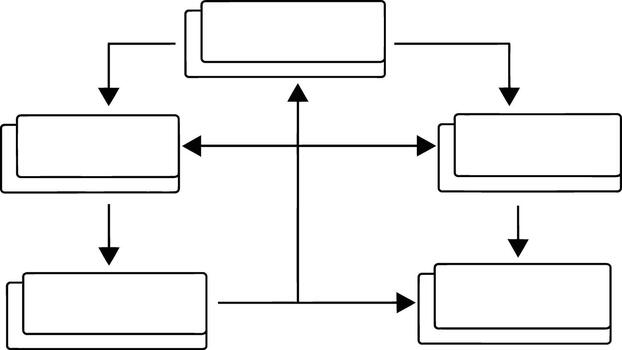 Interconnected rectangles diagramming process or network flow vector