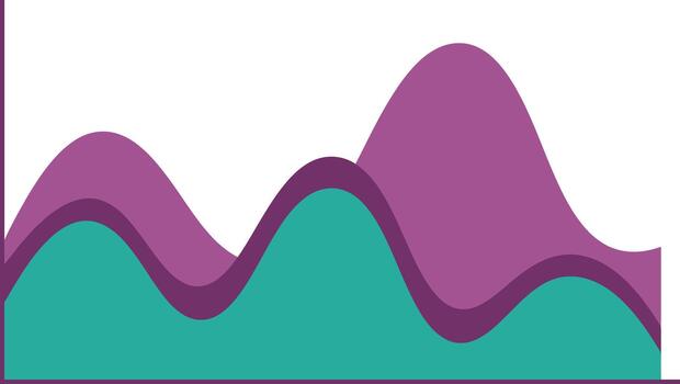 Stacked area chart displaying data trends and growth analysis. vector