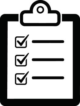 Clipboard checklist icon showing completed tasks for productivity. vector