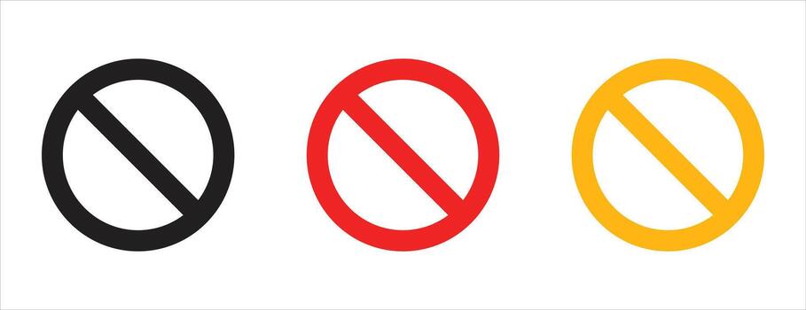 Prohibition No Entry Sign Icons Set, Forbidden Restricted Area Symbol, Warning Graphic, Regulatory Ban Mark, Safety Cautionary Element, Simple Access Denied Notice vector