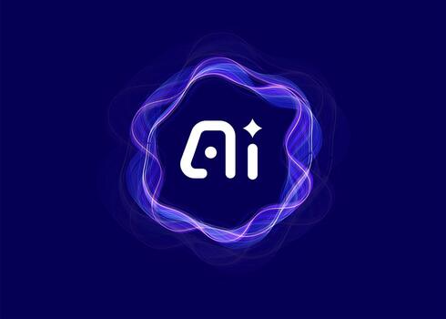 AI Cloud Circle Wave Logo Concept, Artificial Intelligence Abstract Icon. Automation Generate Technology, Computer Machine Learning Thinking. Future Digital Transformation. Illustration vector