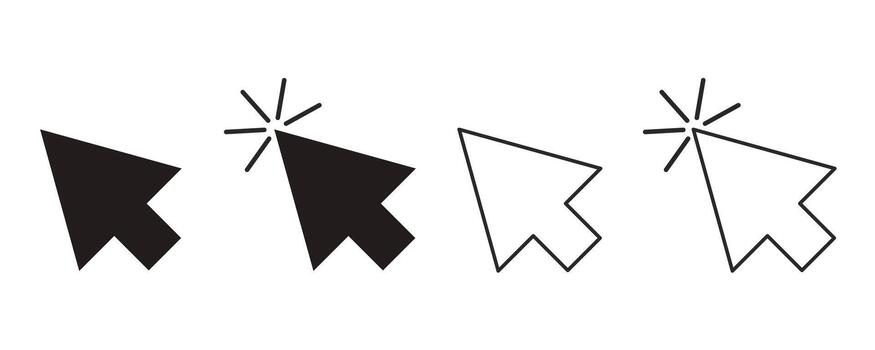 Cursor arrow pointer, click here mouse load symbol. Pointer cursor and loading icon. Cursors icons click set. Touch screen symbol, pointer sign and symbol vector