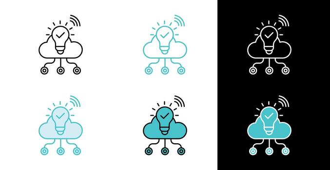 Smart cloud concept icon for innovation and network intelligence in line and fill style vector