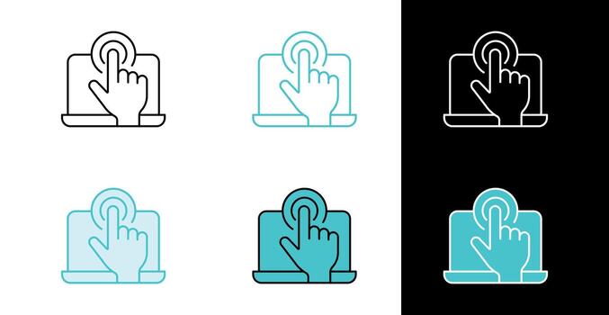 Digital finger press icon for touchscreen control and modern interface in line and fill style vector