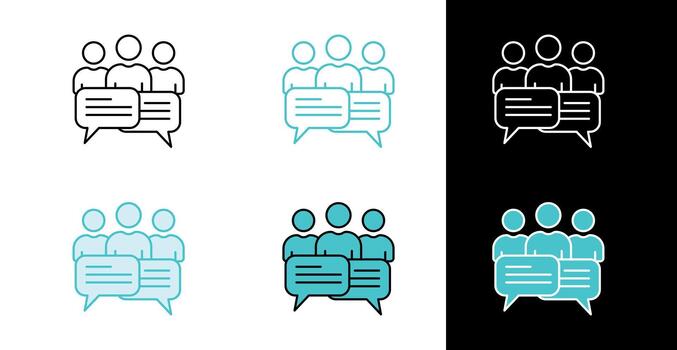 Group chat conversation icon for teamwork and communication in line and fill style vector