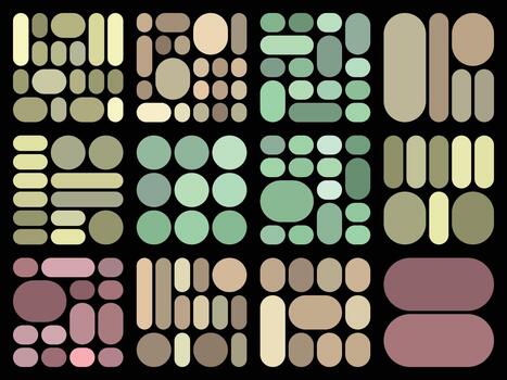 Pill bento grid bundle crafted for soft rounded UI elements in digital design projects vector