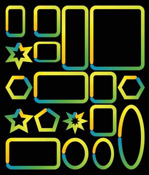 Vibrant gradient geometric shapes collection for abstract design frames vector