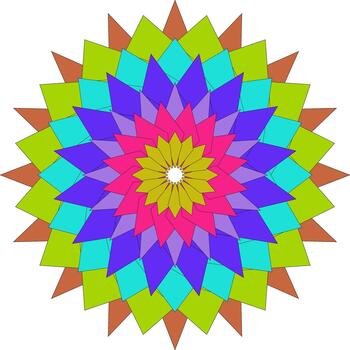 Colorful geometric radial pattern in abstract star shape on white background vector