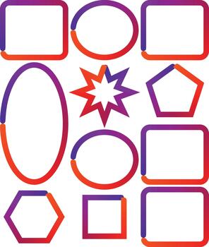 Vibrant gradient outline geometric shapes set for modern design projects vector