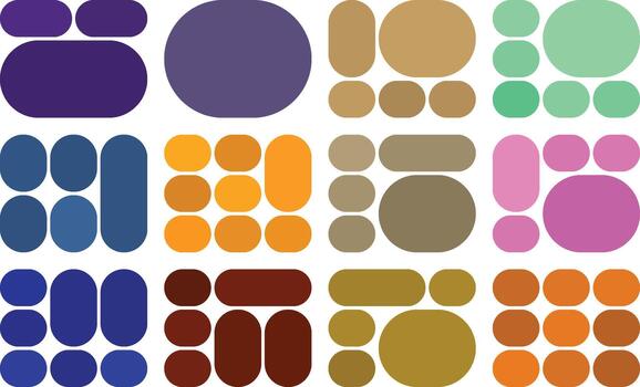 Pill bento grid bundle featuring rounded shapes perfect for modern UI layout designs vector