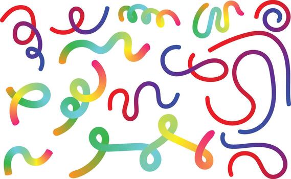 Colorful gradient abstract wavy curly lines seamless pattern background vector