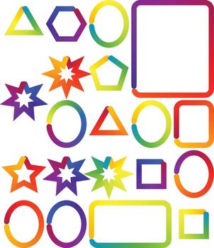 geométrico formas con vistoso arco iris degradado contornos, resumen modelo vector