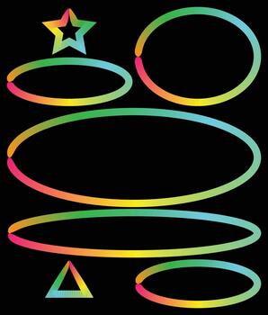 Dynamic gradient geometric shapes star, ellipse, and triangle outlines vector