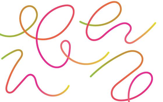 Abstract vibrant gradient looping lines fluid pattern design on white canvas. vector