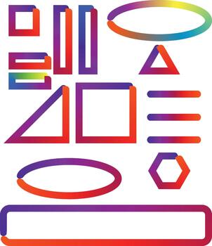 Abstract vibrant gradient outline geometric shapes collection on white vector