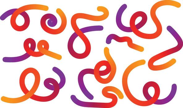 Abstract wavy gradient lines and colorful fluid shapes on white background vector