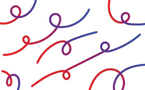 Abstract flowing gradient lines pattern on white, dynamic curvy shapes vector