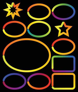 vistoso resumen geométrico formas con un arco iris degradado contorno conjunto vector