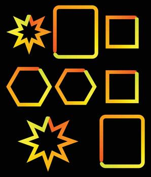 Abstract neon gradient geometric shapes borders and frames collection. vector