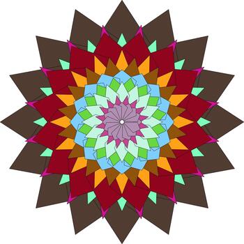 Vibrant abstract geometric mandala pattern with complex layered star design vector