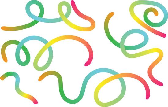 Colorful abstract gradient lines and curved shapes on white background vector