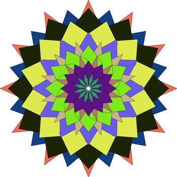 Vibrant abstract geometric mandala pattern with intricate colorful design. vector