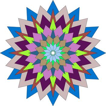 Intricate colorful geometric mandala pattern with abstract star shape design vector
