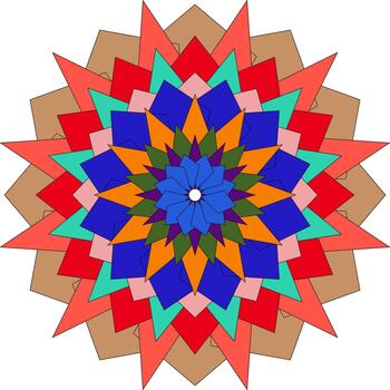 Vibrant geometric mandala design with colorful star shape and intricate pattern vector