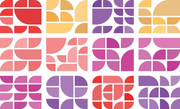 Quarter circle pie grid layout bundle for clean geometric designs vector