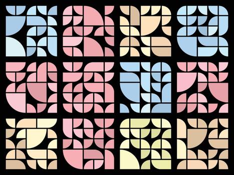 Clean quarter circle pie bento grid templates ideal for modern digital interfaces vector