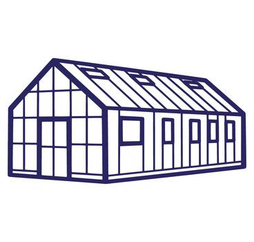 Outline illustration of a greenhouse structure in a simple and clean design for agriculture vector