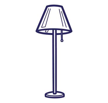 Simple illustration of a standing lamp in a minimalist design with clean lines on white background vector