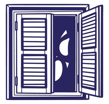 illustration of an open window with shutters in a classic retro style design vector