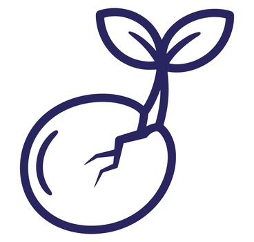 Simple illustration of a seedling sprouting from a seed symbolizing growth and new life vector